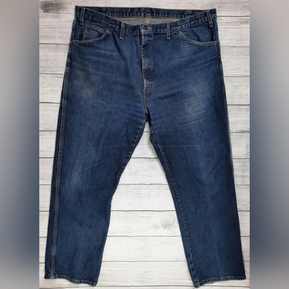 Dickies Cotton Blue Men Denim Jeans Tag Size 44x32 Dark Wash Straight legged EUC - Picture 1 of 5